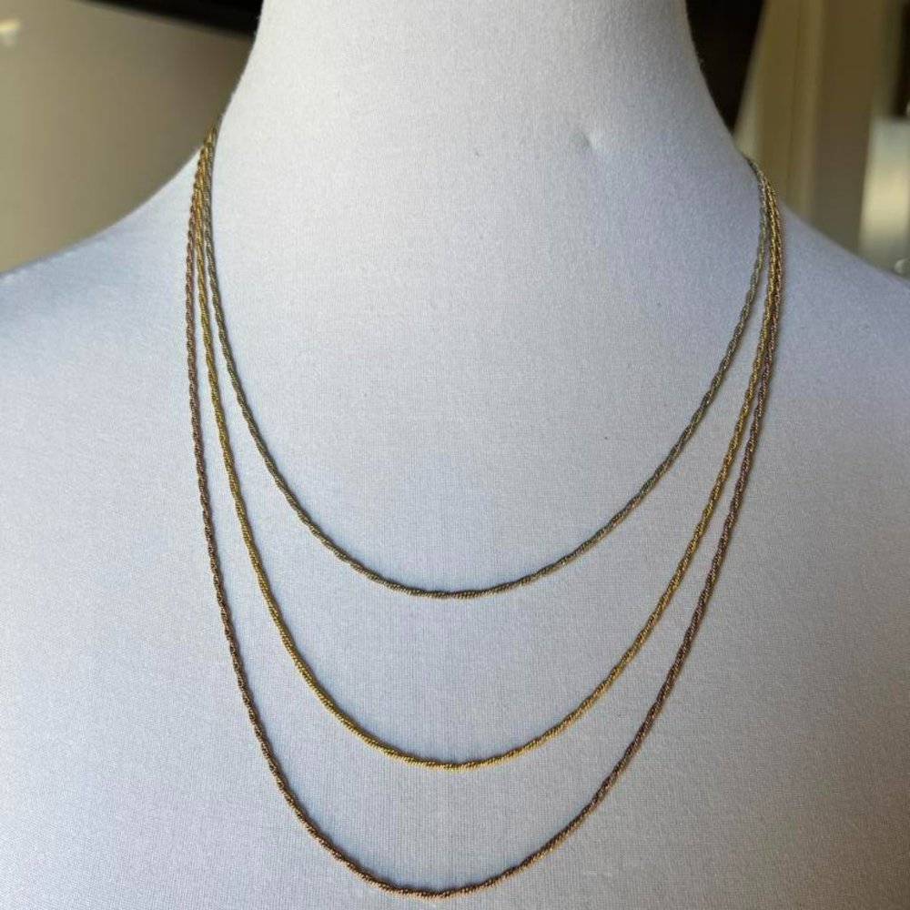 Tri Color Gold Chain Necklace
